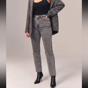 Abercrombie & Fitch The Ankle Straight Ultra High Rise Jean Washed Gray